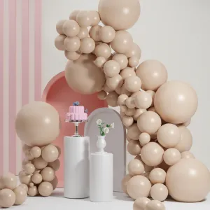 Double Stuffed Beige Balloons, Nude Beige Tan Balloon Arch,18 12 10 5 Inch Double Stuffed Apricot Brown Different Sizes for Neutral Baby Shower,Boho Party,Teddy Bear Birthday Party Decoration(Beige01)