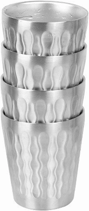 Double-layer Water Cup Set Outdoor Portable 304 Stainless Steel Coffee Cup Mug(300ML 4)