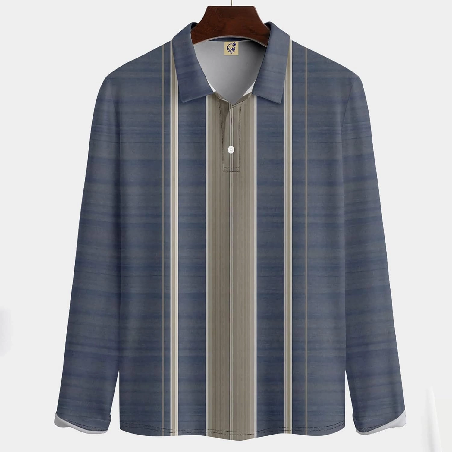 DuDubaby Summer Shirts for Men Lapel Long Sleeve Printed Casual Top Loose Sports Lapel Shirt