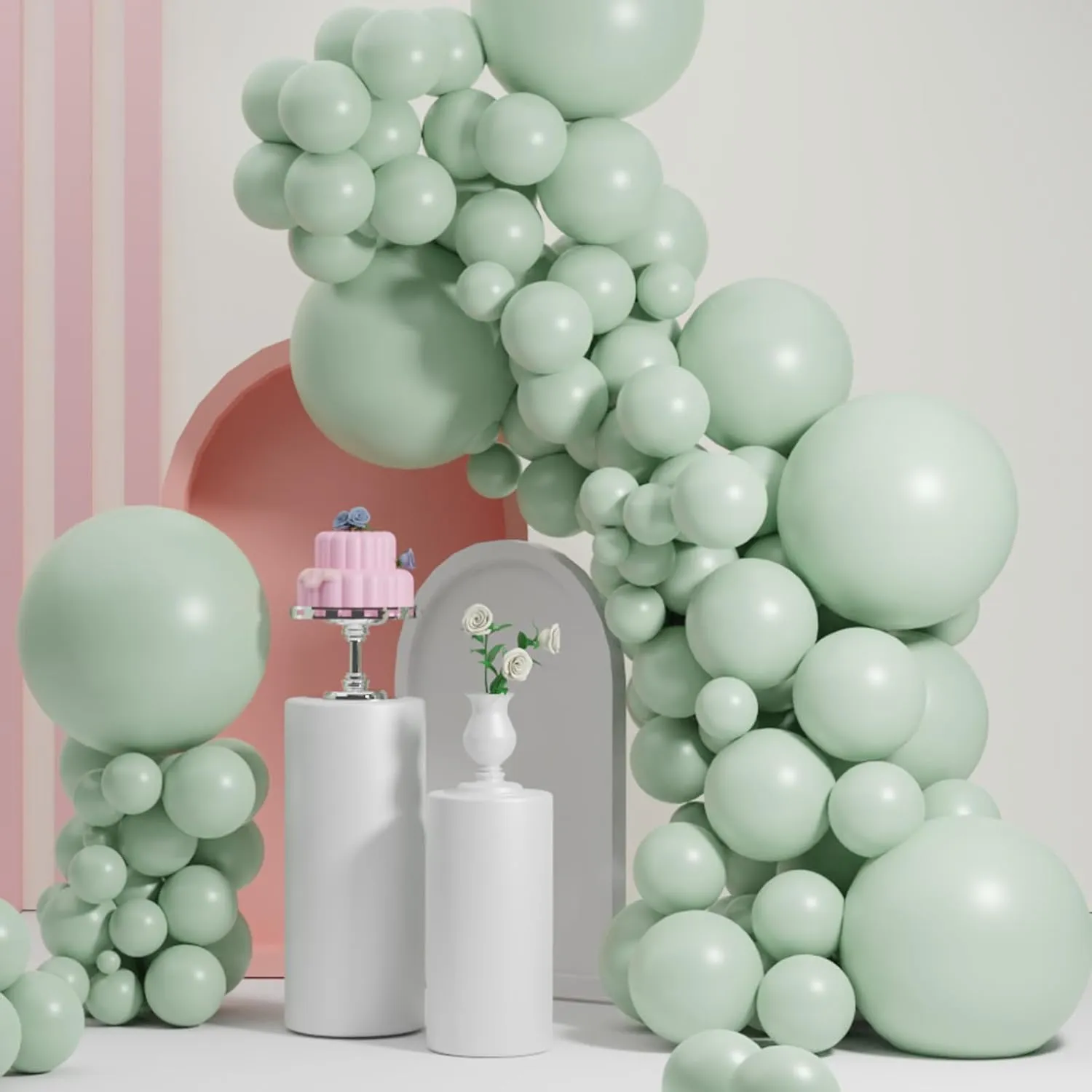Dusty Green Balloons, Scmdoti Light Green Balloons Different Sizes 18 12 10 5 Inches, Green Balloon Garland Arch for Birthday Baby Shower Graduation Wedding Anniversary Party Decorations(DustyGreen)