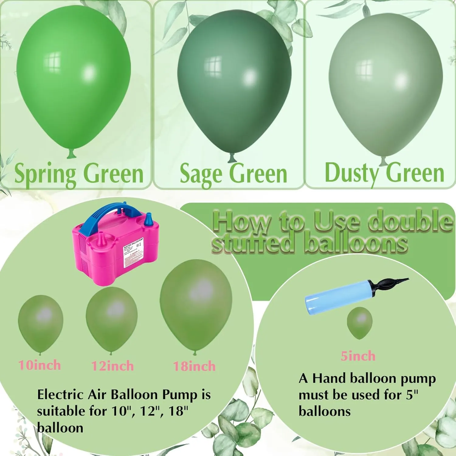 Dusty Green Balloons, Scmdoti Light Green Balloons Different Sizes 18 12 10 5 Inches, Green Balloon Garland Arch for Birthday Baby Shower Graduation Wedding Anniversary Party Decorations(DustyGreen)