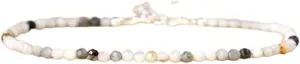 Eagle Eye 3mm Rondelle Shape Faceted Cut Beads 7 inch Silver Plated Clasp Bracelet for men, women, unisex. Link Chain Stacking Bracelet.|LCB_VG_02384