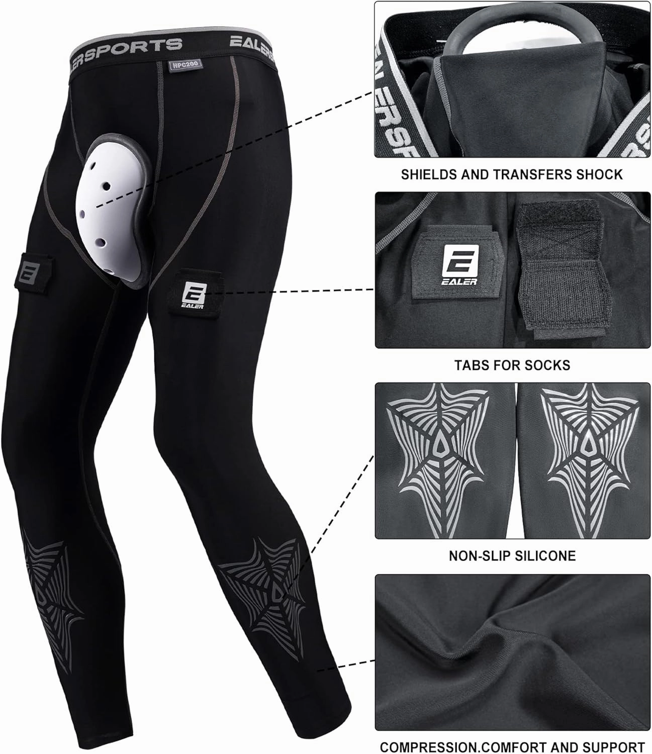 EALER Compression Hockey Pants Cut-Resistant, with Core Protective Bio-Flex Cup - Hockey Jock for Men & Boys