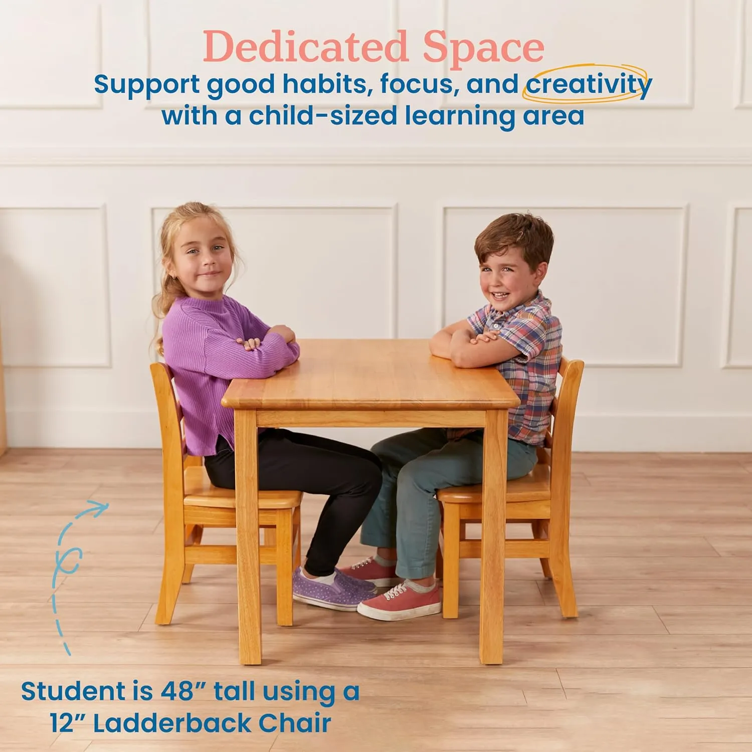 ECR4Kids 24in x 36in Rectangular Hardwood Table with 22in Legs, Kids Furniture, Honey