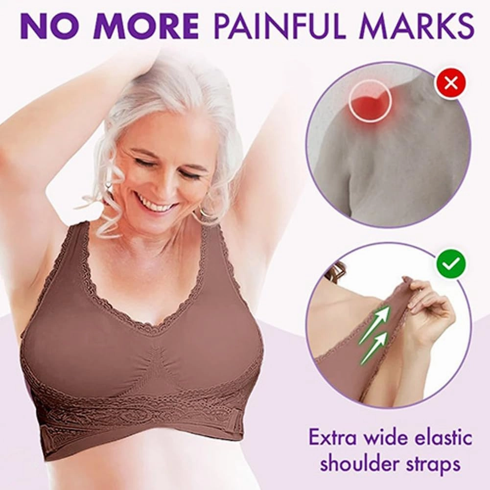 Ellielift Comfy Corset Bra Front Cross Side Buckle Lace Bras, Kendally Bras for Older Women