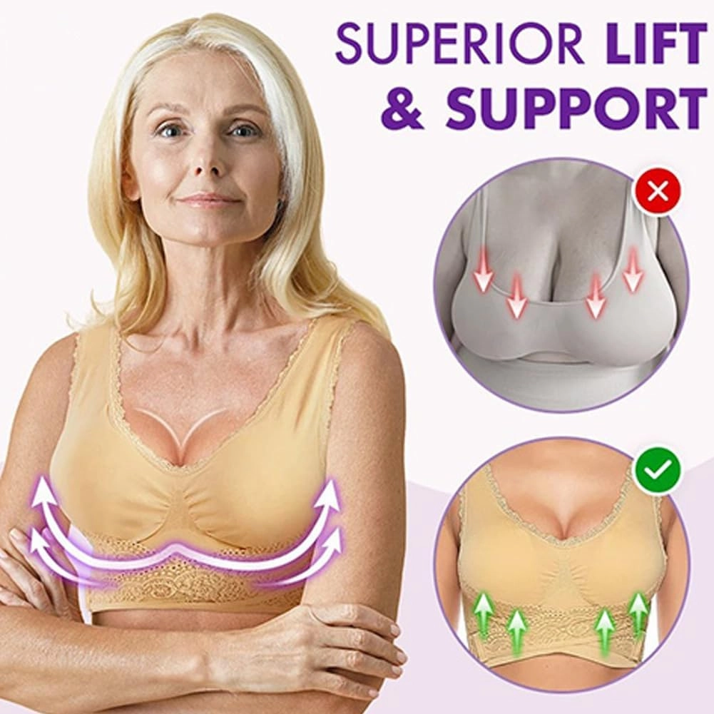 Ellielift Comfy Corset Bra Front Cross Side Buckle Lace Bras, Kendally Bras for Older Women