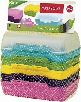 Emsa Sandwich Box Set "Variabolo" with 6 Half-Bowls 3Piece In Assorted Colours, Multicoloured