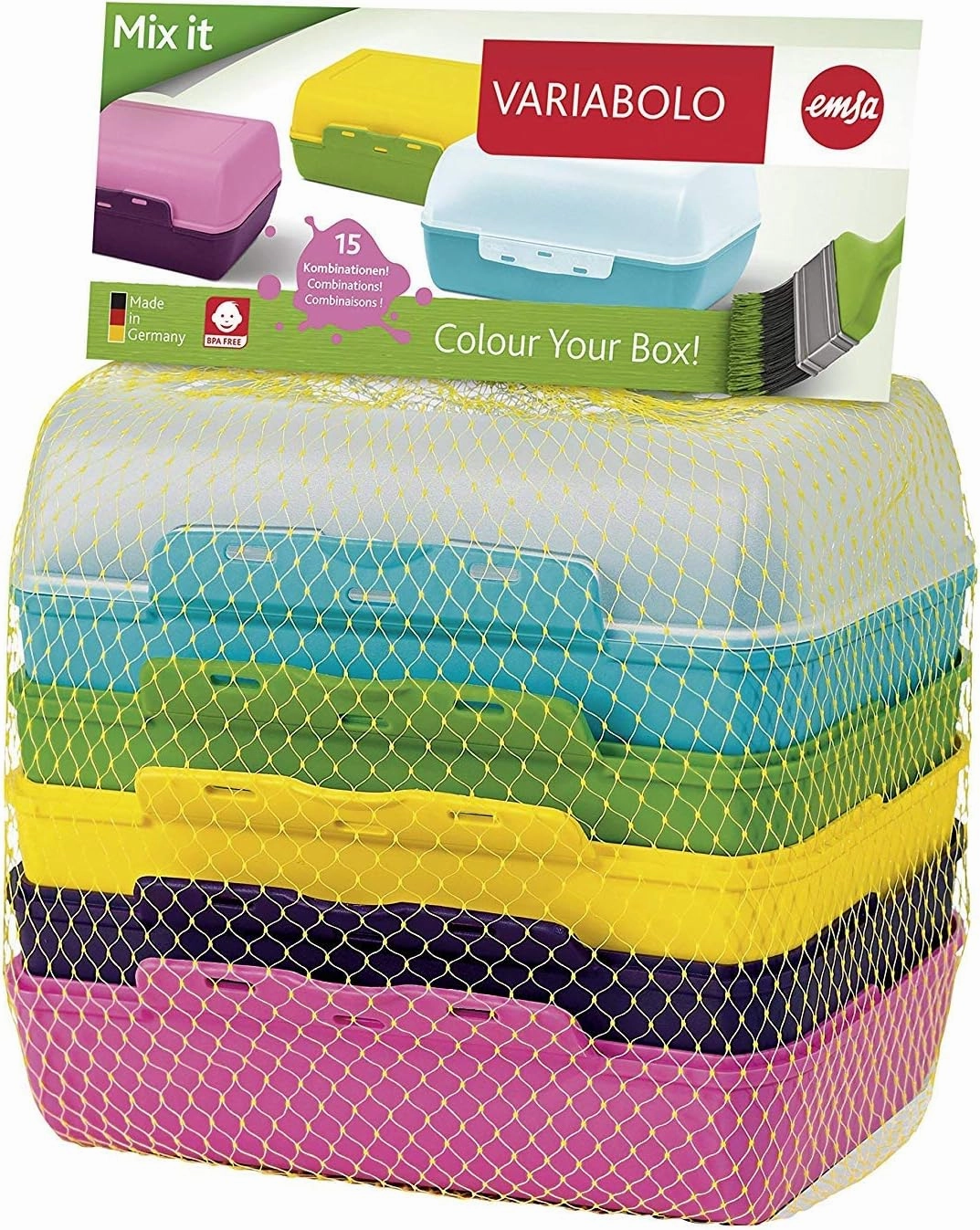 Emsa Sandwich Box Set "Variabolo" with 6 Half-Bowls 3Piece In Assorted Colours, Multicoloured