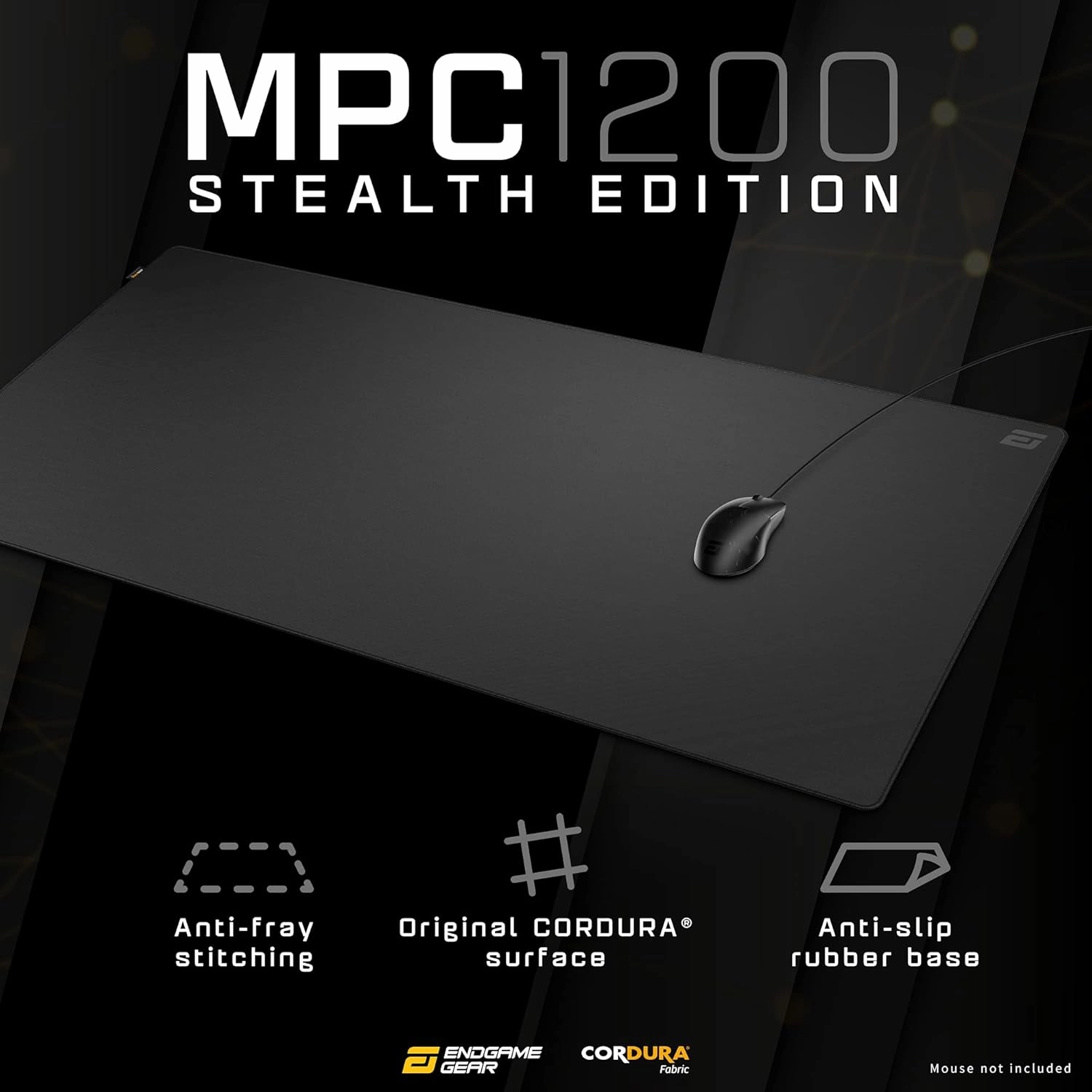 ENDGAME GEAR MPC 1200 Cordura Gaming Mouse Pad, Nonslip Desk Pad, Size 47.24" x 23.62", Stealth Edition, Black