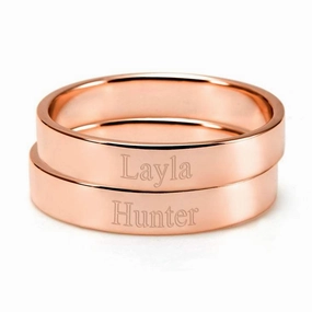 Engravable Two Rose Gold Stacking Mother's Rings