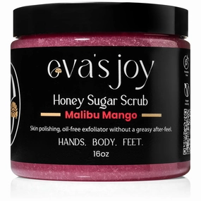 Eva's Joy Malibu Mango Sugar Scrub, Hydrating & Moisturizing, Gentle Body Scrub for Smooth & Soft Skin, 16 oz