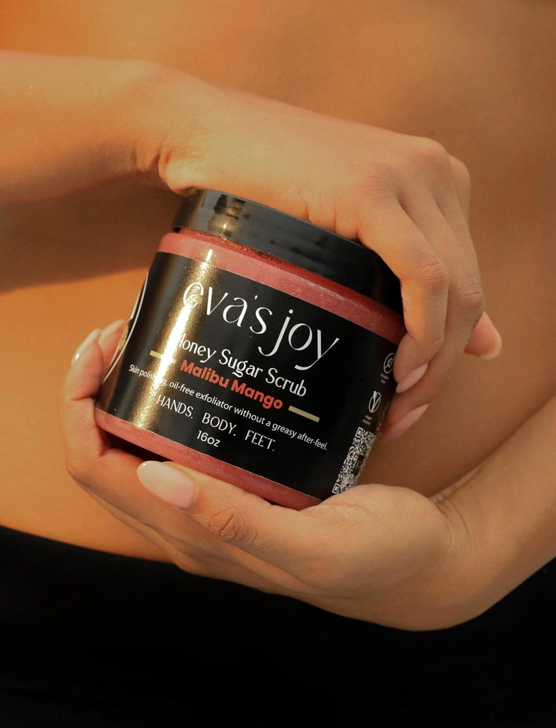Eva's Joy Malibu Mango Sugar Scrub, Hydrating & Moisturizing, Gentle Body Scrub for Smooth & Soft Skin, 16 oz