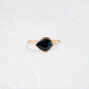 Evenfall Ring, 1.74ct. Greenish Blue Australian Sapphire
