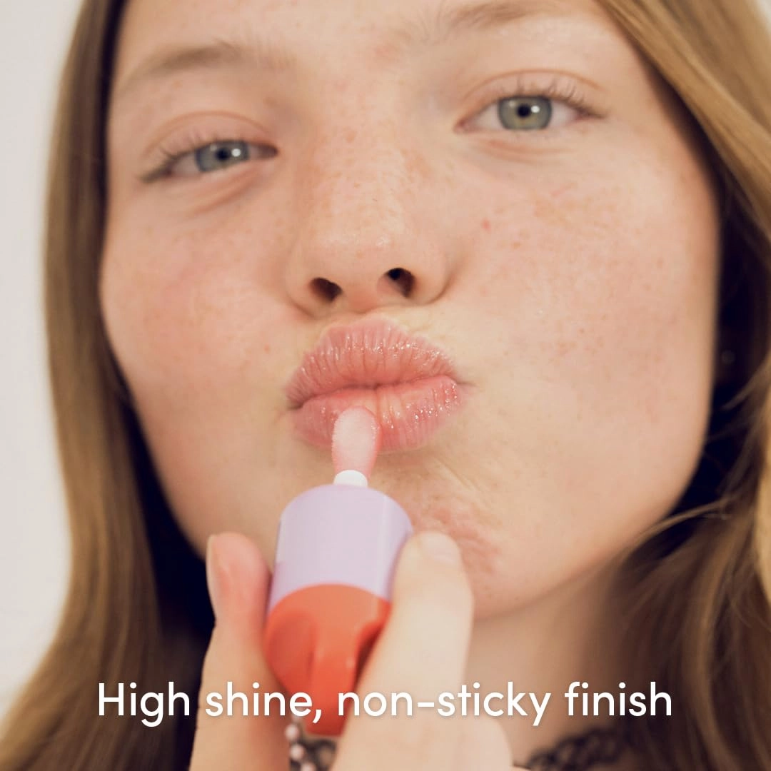Evereden Kids Tinted Non Toxic Lip Gloss Kit: Ruby Red & Sakura Pink - Non Toxic Kids Makeup Kit for Girls - Vegan Makeup for Kids - Hydrating Kid Lip Gloss with Cherry, Peach, & Cranberry Oils