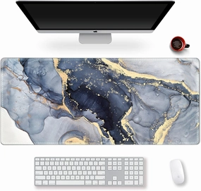 Extended Gaming Mouse Pad XXL ArtSo Large Keyboard Mat Long Mousepad Desk Decor Writing Pad Non Slip Rubber Base Stitched Edges for Work, Game, Office, Home, 35.1" x 15.7", Gilt Marble