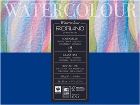 Fabriano Watercolour and All Wet Media Pad - 12 Sheets - 300 GSM - Acid Neutral - Fine Grain - 24 x 32 cm - 9.5 x 12.5 inches