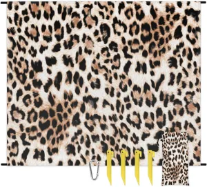 Fashion Leopard Skin Beach Blanket Adults Waterproof Sandproof Large Beach Mat 59”x 68” Compact Lightweight Picnic Blankets Portable Quick Drying Sand Free Mats for Travel Camping Hiking