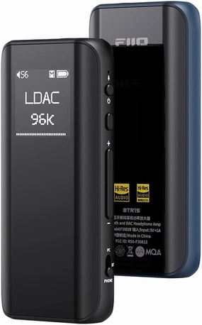 FiiO BTR15 Headphone Amps Bluetooth 5.1 Receiver High Resolution 384K/32Bit Native DSD256 USB DAC Supports LDAC/aptX HD/MQA for Smartphones/PC/Car/Home Audio (Black)