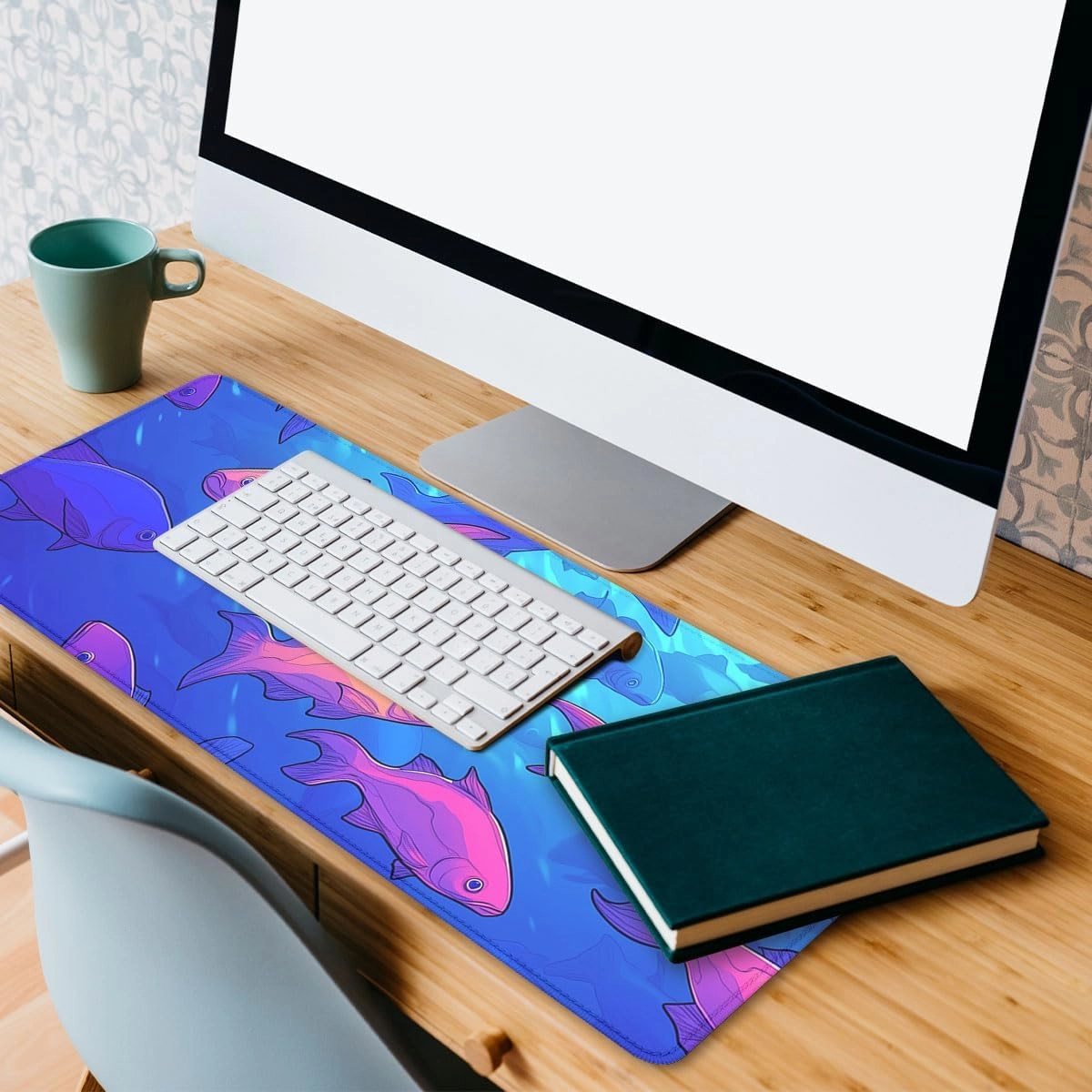 Fish Gaming Mouse Pad Desk Pad Colorful Sea Animals Red Blue Fish Tank XL Mouse Pad Large Mousepad Extended Laptop Keyboard Mat Gaming Desk Pad Mouse Mat Office Computer Keyboard Laptop Home