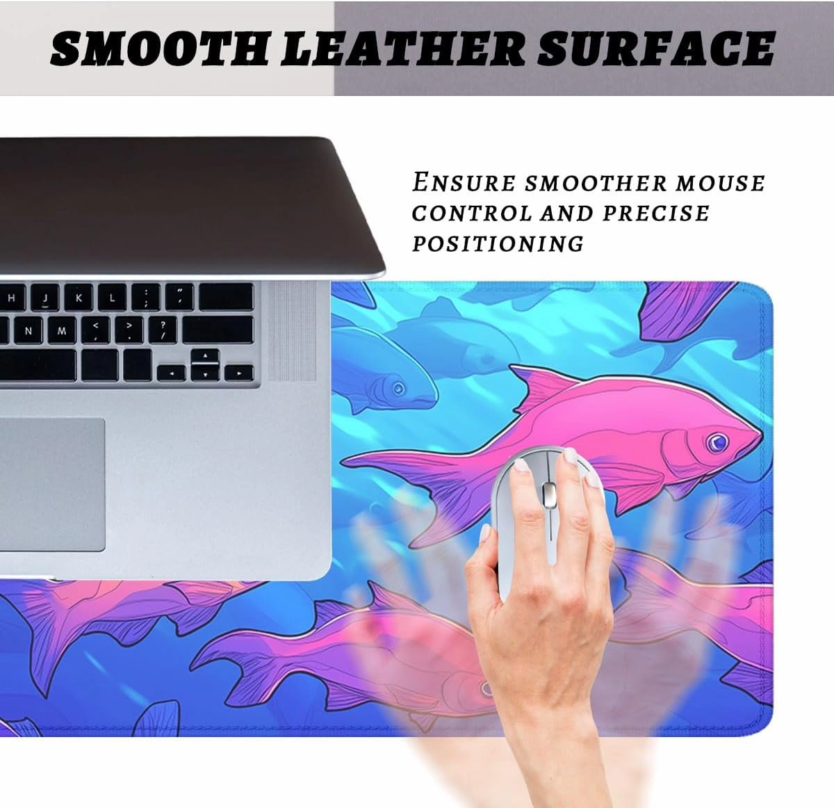 Fish Gaming Mouse Pad Desk Pad Colorful Sea Animals Red Blue Fish Tank XL Mouse Pad Large Mousepad Extended Laptop Keyboard Mat Gaming Desk Pad Mouse Mat Office Computer Keyboard Laptop Home