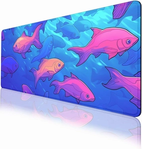 Fish Gaming Mouse Pad Desk Pad Colorful Sea Animals Red Blue Fish Tank XL Mouse Pad Large Mousepad Extended Laptop Keyboard Mat Gaming Desk Pad Mouse Mat Office Computer Keyboard Laptop Home