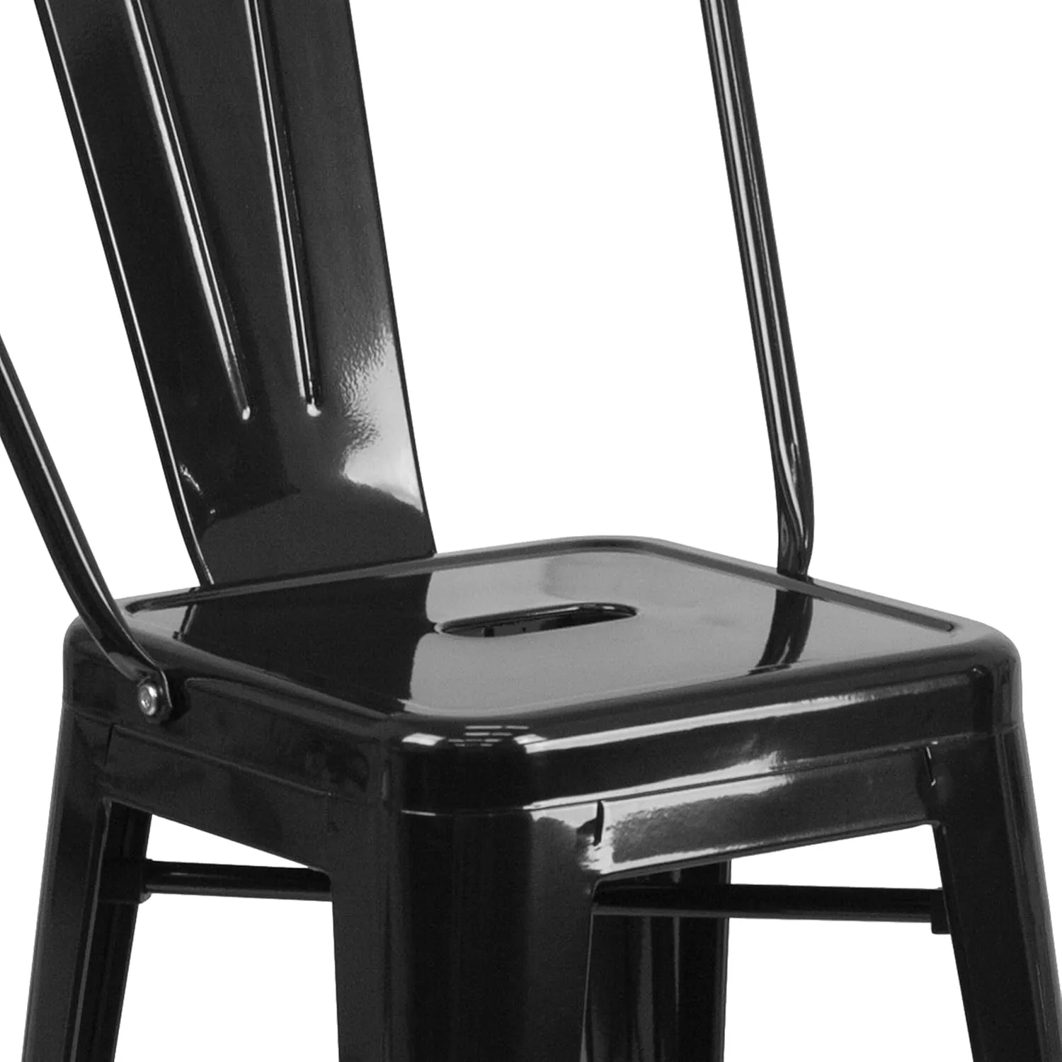 Flash Furniture Lily Commercial Grade 4 Pack 24" High Black Metal Indoor-Outdoor Counter Height Stool with Removable Back