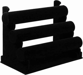 Flashing Black Velvet 3 Layer Watch Bracelet Bracelet Display Stand Wooden Bracelet Watch Bracelet Storage Rack Stand