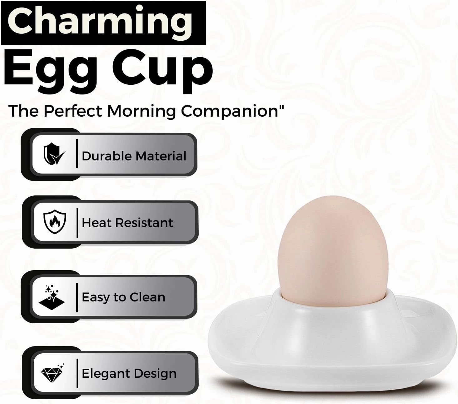 Flexzion Soft Boiled Egg Holder Set - Egg Cups for Soft Boiled Eggs British - Set of 6 Ceramic Egg Holder - Stackable Egg Coddler Cups with Base for Serving, Breakfast, Brunch, White