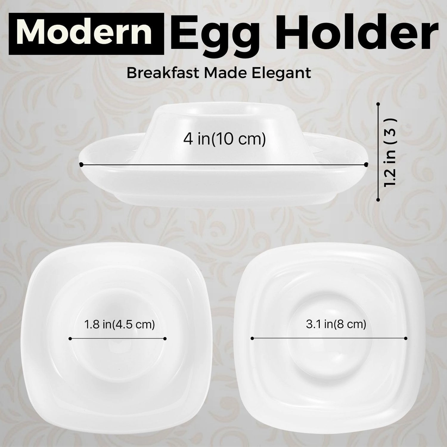 Flexzion Soft Boiled Egg Holder Set - Egg Cups for Soft Boiled Eggs British - Set of 6 Ceramic Egg Holder - Stackable Egg Coddler Cups with Base for Serving, Breakfast, Brunch, White