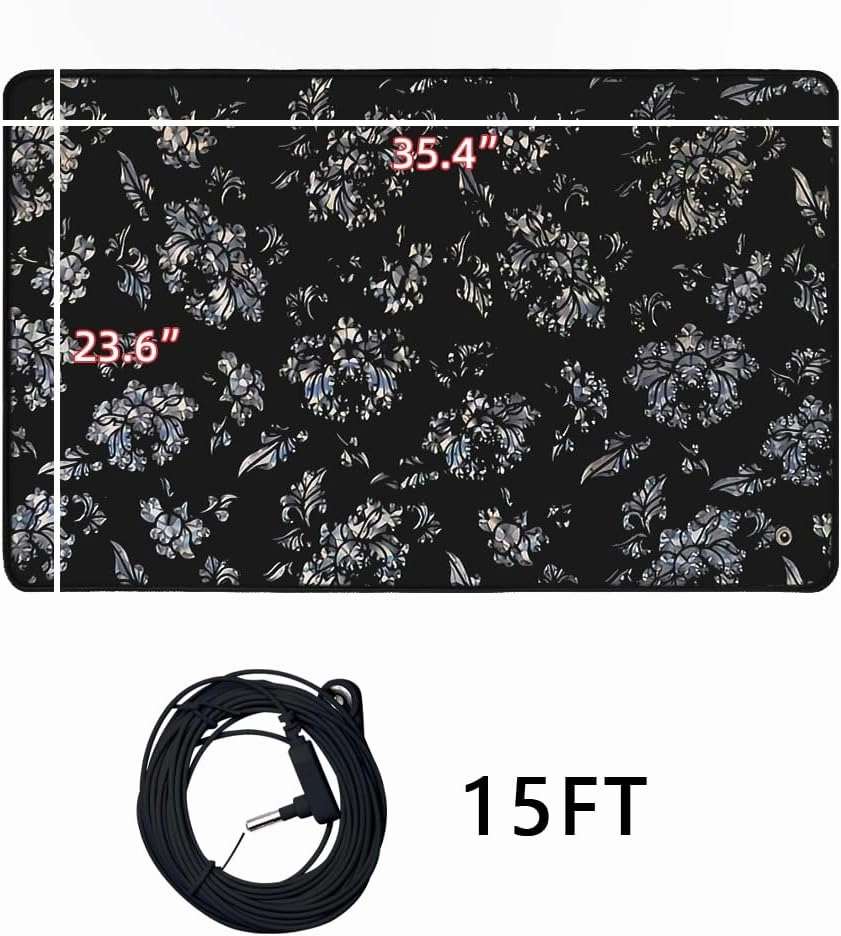 Floral Printed Universal Grounding Mat Kit, 23.6x35.4 Inch Bed Mat with 15 Ft Grounding Cord, Yoga Pad for Better Sleep, Stress & Pain Relief, Anxiety Reduction