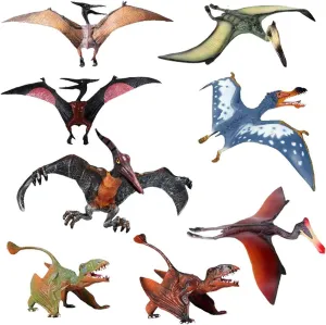 Flormoon Animal Figures 8 pcs Realistic Plastic Pterodactyl Family Set Includes Dark Pterodactyl etc. Science Project, Learning Educational Toys, Birthday Gift, Cake Topper for Kids Toddlers