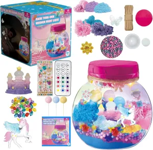 Fnylague Unicorn Terrarium Kit for Girls Light Up with Glow in The Dark Castle Age 6-8 8-10, Unicorn Craft Kits for Kids, Night Light Toys with Hanging Rope & Stickers.