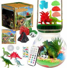 Fnylague Dinosaur Terrarium Kit for Kids-Light Up Dinosaur Habitat Craft Gift Toys for Boys with Glow in The Dark Dinosaurs, DIY Dino World Night Light with Hanging Rope & Stickers.