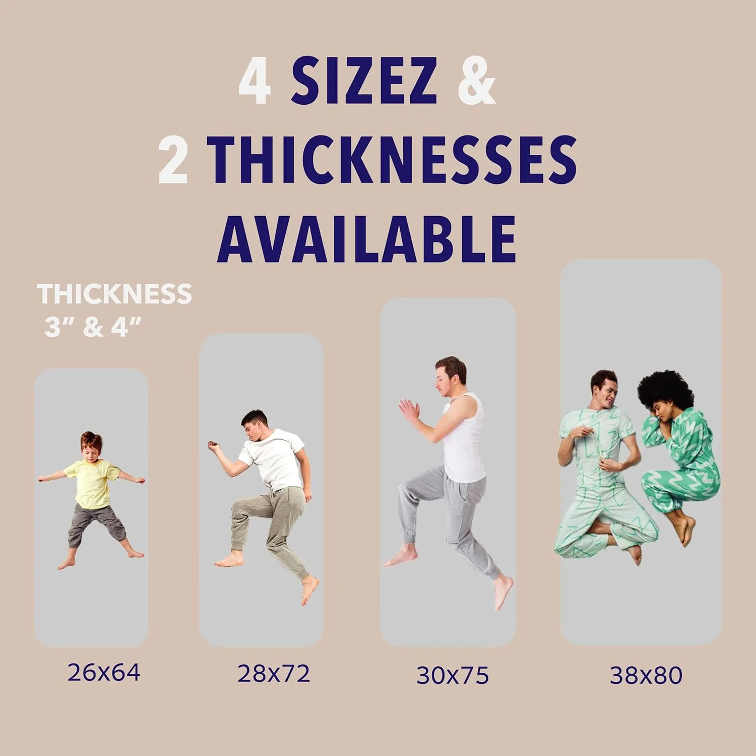FoamTouch Variety of 3"-4" Foam Roll Up Camping Mattress