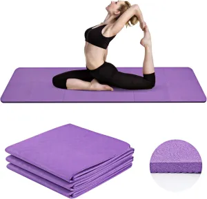 Foldable Travel Yoga Mat, 6mm TPE Pilates Mat & Yoga Mats, for Women Packable Lightweight Exercise Mat, Non Slip Folding Exercise Mat for Home Workout 72"x24"x 0.23 inch Thick