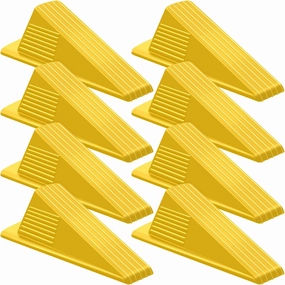Frienda 8 Pcs Jumbo Door Stoppers Heavy Duty Door Stopper Tall up to 2inch Tall Wedge TPR Large Wedge Stackable Big Rubber Doorstop for Hotel Carpet Hardwood Concrete and Tile (Yellow)