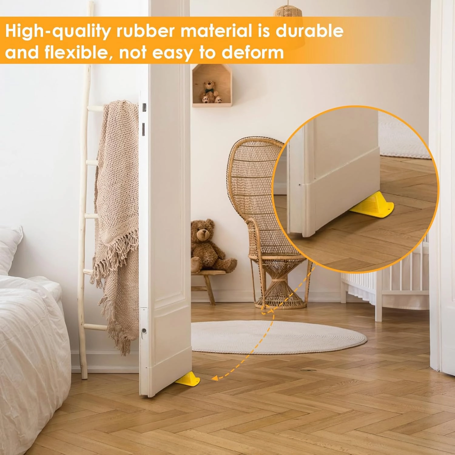 Frienda 8 Pcs Jumbo Door Stoppers Heavy Duty Door Stopper Tall up to 2inch Tall Wedge TPR Large Wedge Stackable Big Rubber Doorstop for Hotel Carpet Hardwood Concrete and Tile (Yellow)