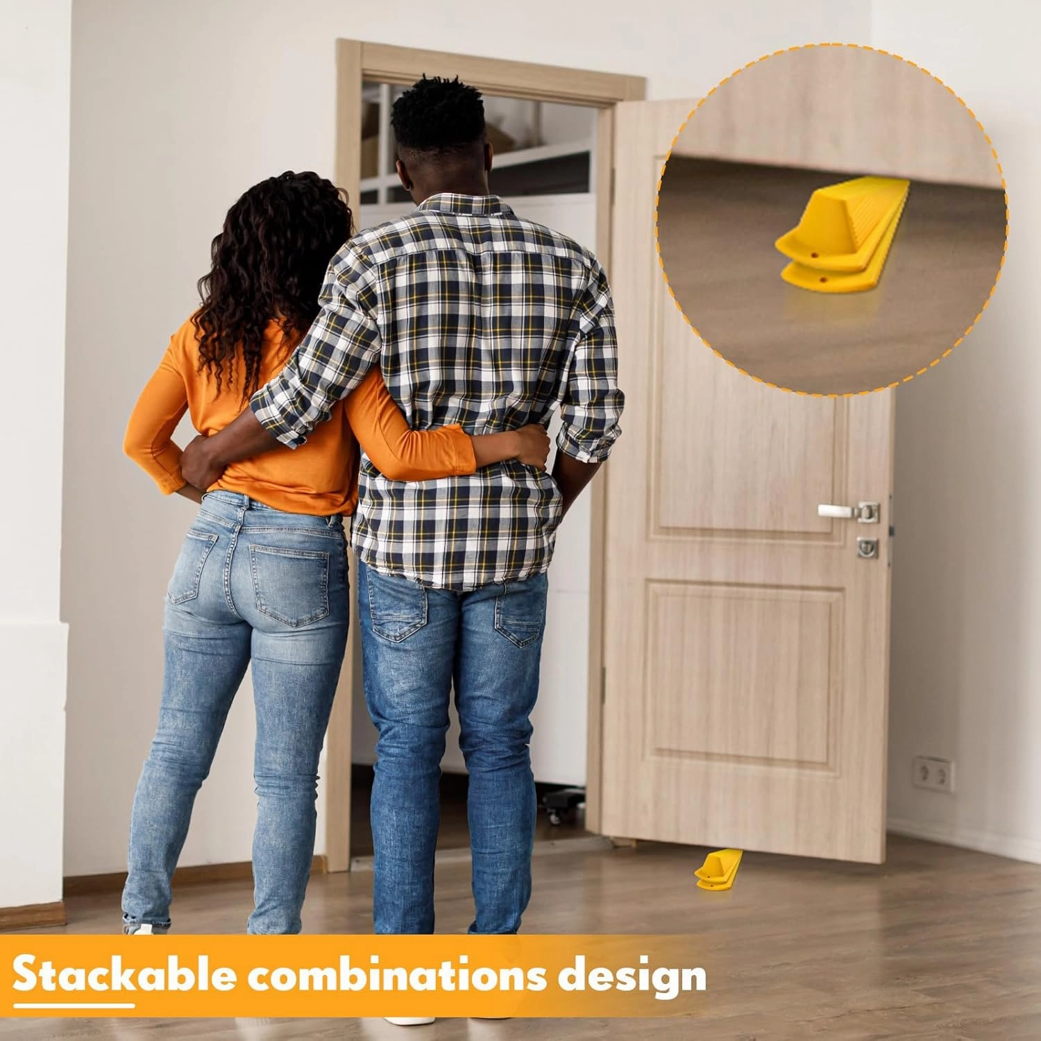 Frienda 8 Pcs Jumbo Door Stoppers Heavy Duty Door Stopper Tall up to 2inch Tall Wedge TPR Large Wedge Stackable Big Rubber Doorstop for Hotel Carpet Hardwood Concrete and Tile (Yellow)