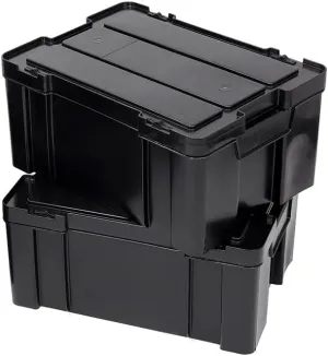 Front Runner Cub Pack/Twin Set: 2 Black, High Strength Plastic Storage Boxes, Latching, Stackable, Modern Style, Rectangular Shape, 17.3" L x 12.4" W x 8.3" H, 18.5L Capacity Each
