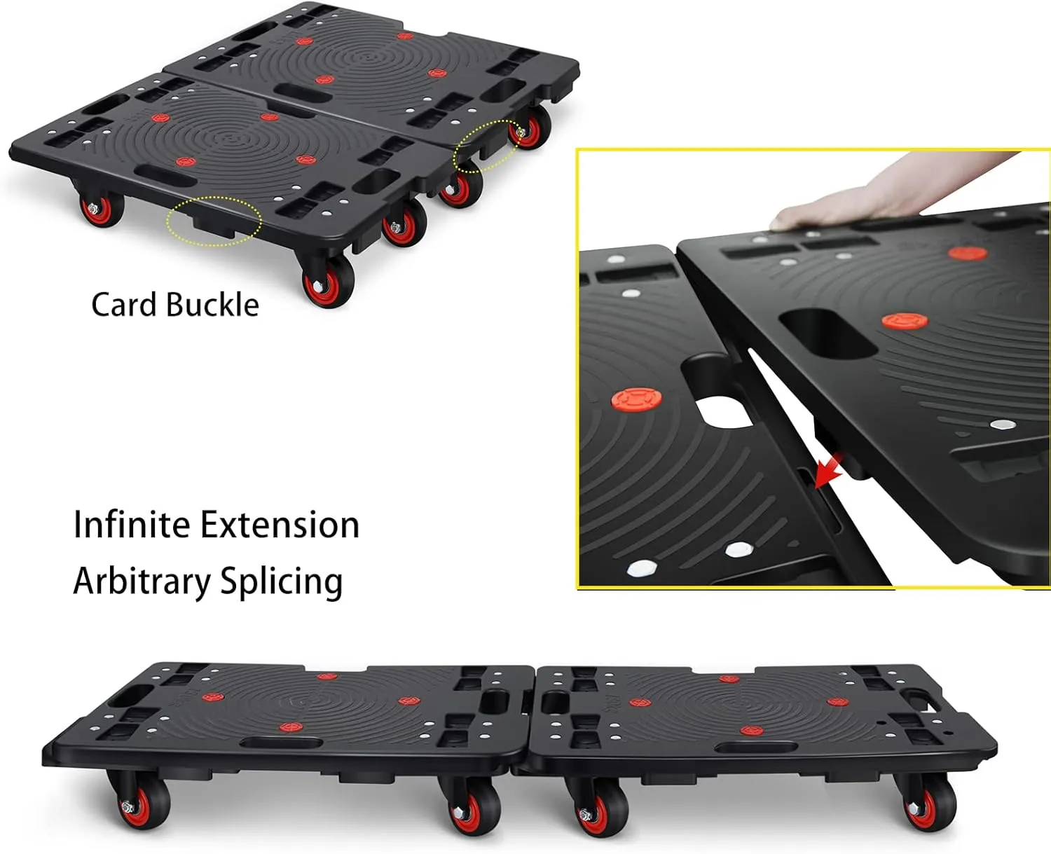 Furniture Dolly, Furniture Movers Dollies Heavy Duty,Large Moving Dolly Cart with 4 Wheels,24in-16in Hand Truck Folding Cart,360° Swivel Wheels Mute Portable 660lb Capacity,2 Pack,Black