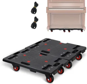 Furniture Dolly, Furniture Movers Dollies Heavy Duty,Large Moving Dolly Cart with 4 Wheels,24in-16in Hand Truck Folding Cart,360° Swivel Wheels Mute Portable 660lb Capacity,2 Pack,Black