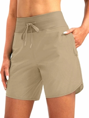 G Gradual Women's 7" Quick Dry High Waisted Swim Board Shorts with Zipper Pockets UPF 50  Beach Shorts for Women with Liner
