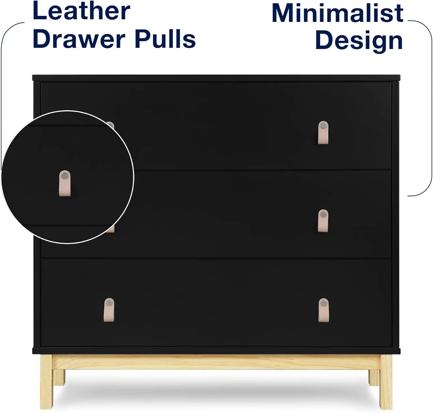 GAP babyGap Legacy 3 Drawer Dresser with Leather Pulls, Ebony/Natural