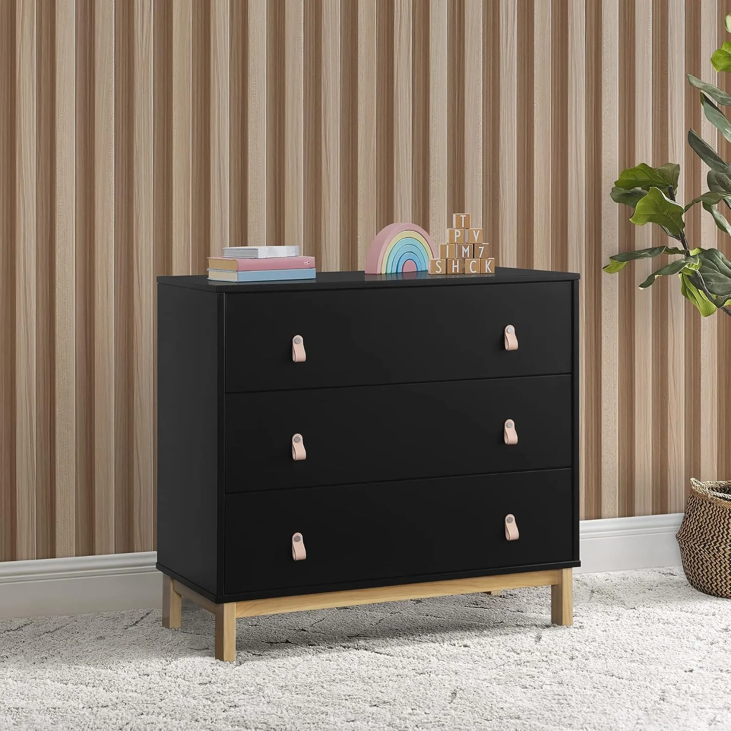 GAP babyGap Legacy 3 Drawer Dresser with Leather Pulls, Ebony/Natural