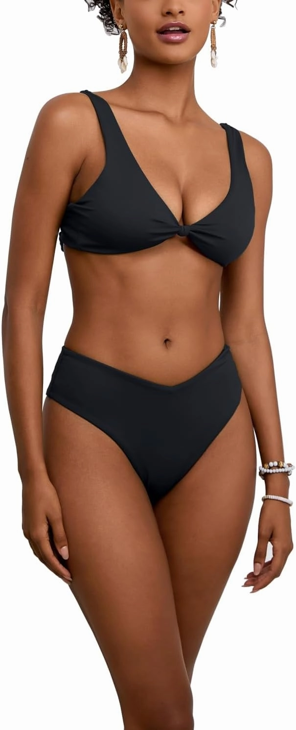 geluboao Bikini Sets for Women Cheeky High Waisted Kont Front Adjustable Two Piece Swimsuit