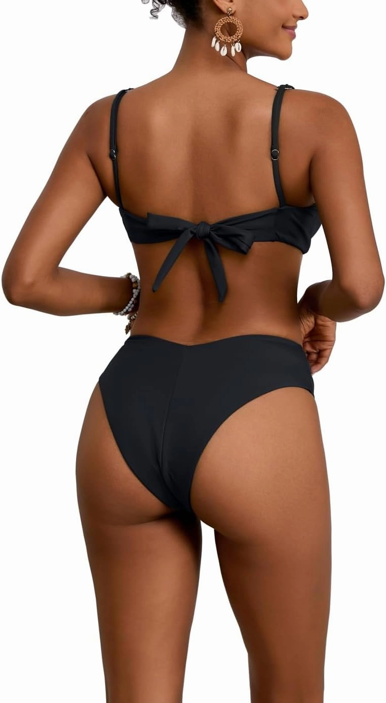 geluboao Bikini Sets for Women Cheeky High Waisted Kont Front Adjustable Two Piece Swimsuit