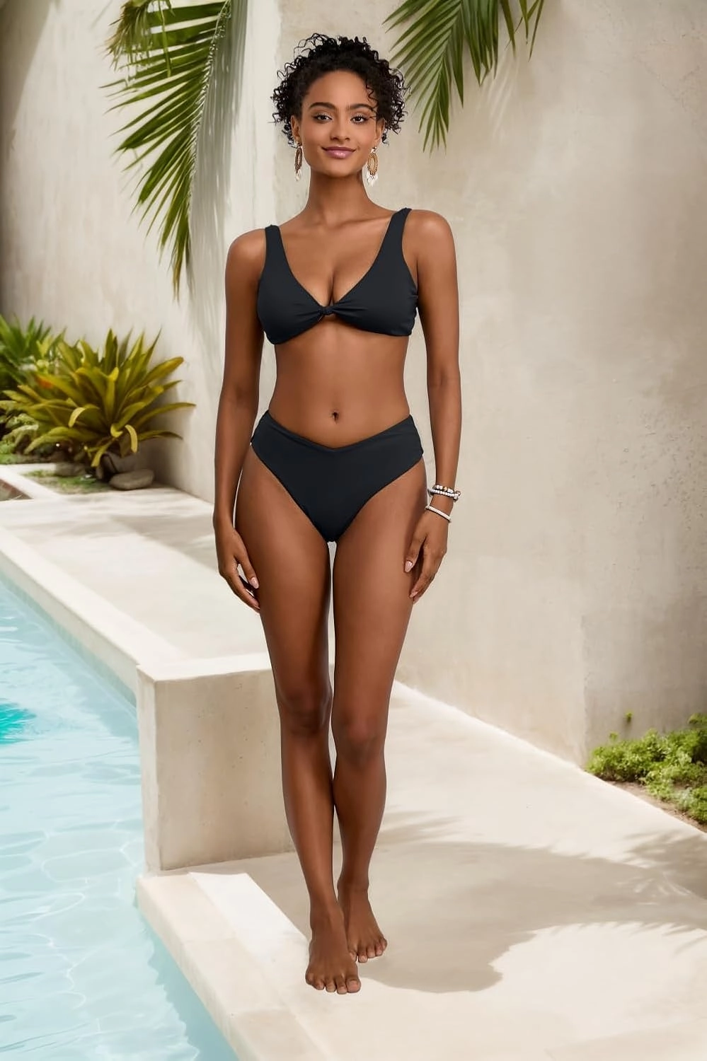 geluboao Bikini Sets for Women Cheeky High Waisted Kont Front Adjustable Two Piece Swimsuit