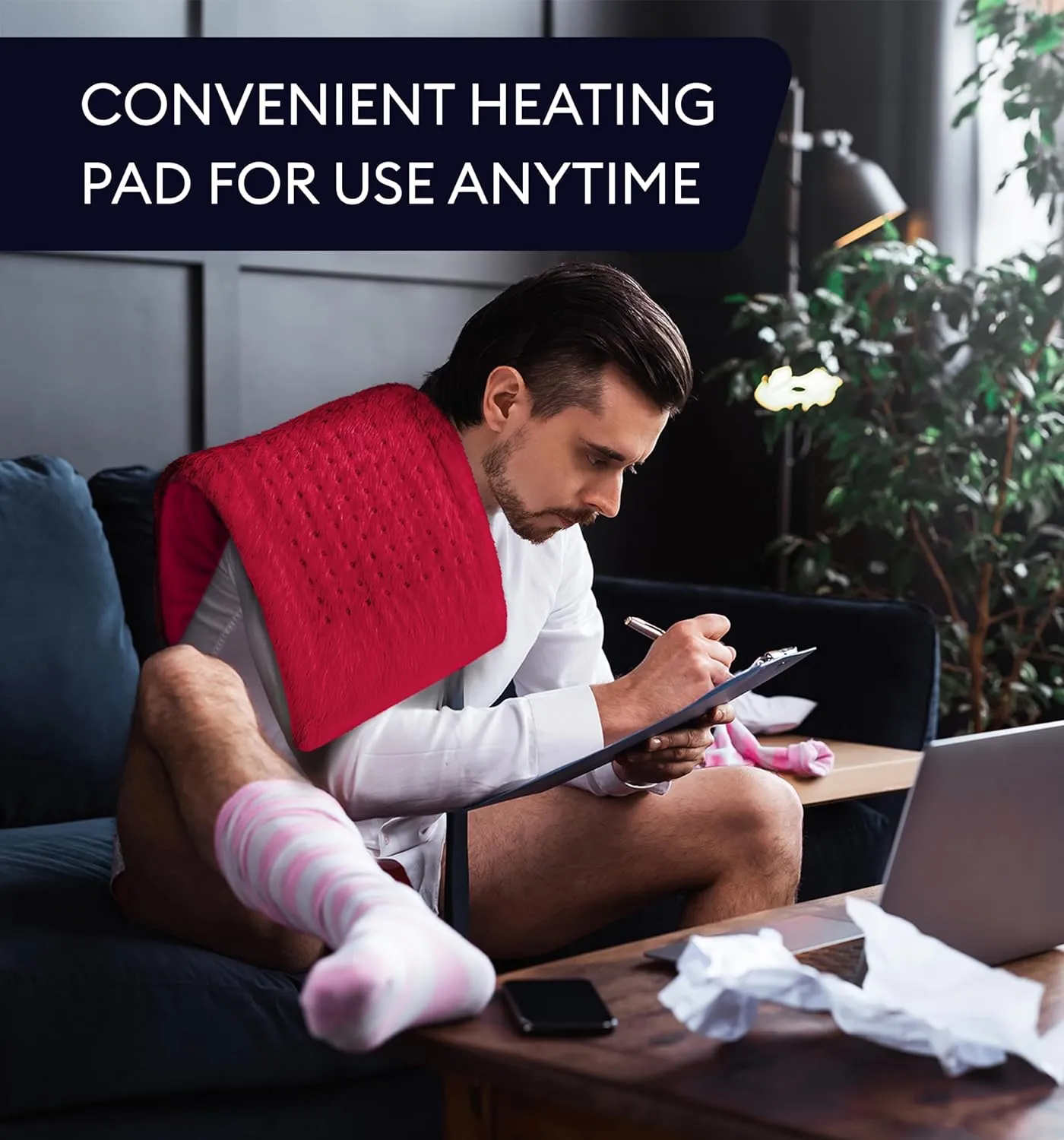 GENIANI XL Heating Pad for Back Pain & Menstrual Pain Relief, FSA HSA Eligible, Auto Shut Off, Machine Washable, Moist Heat Pad for Neck and Shoulder, Cramps Relief, Heat Patche Viva Magenta 12'‘×24’’