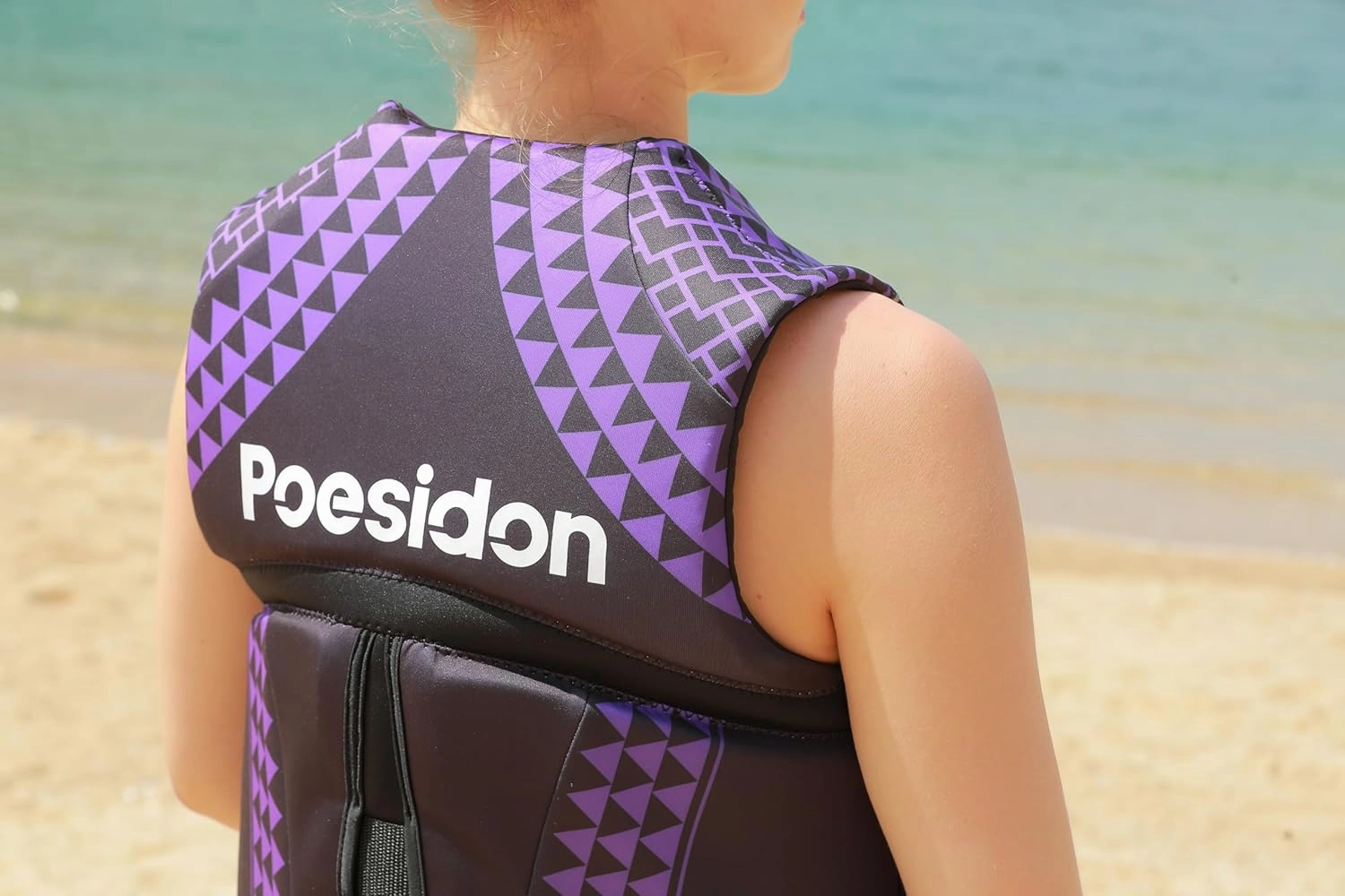 Geometric Print Life Vest, Zipper Front, Adjustable Buckles