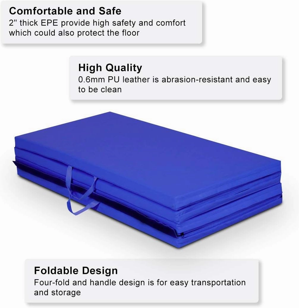Giantex 4'x8' Gymnastics Mat, 2" Thick Folding Tumbling Mat with Carrying Handles, Foldable Gym Mat with Hook and Loop Fastener, Cheer Mats for Kids Adults Home Exercise Aerobics Fitness